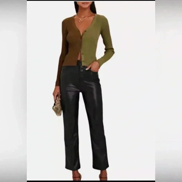 MOTHER High-Waisted Rider Ankle
Faux-Leather Pants sz 33 (16) NWT - Picture 1 of 13